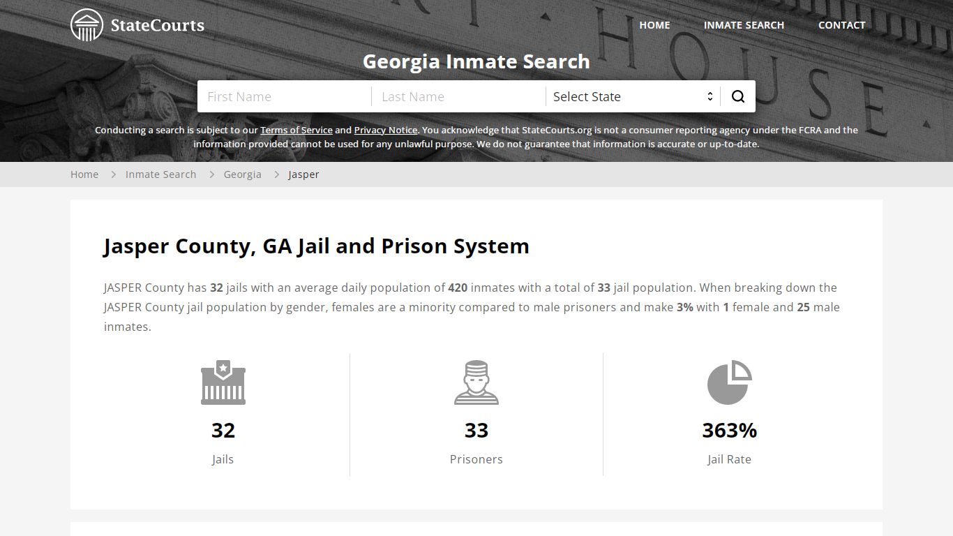 Jasper County, GA Inmate Search - StateCourts